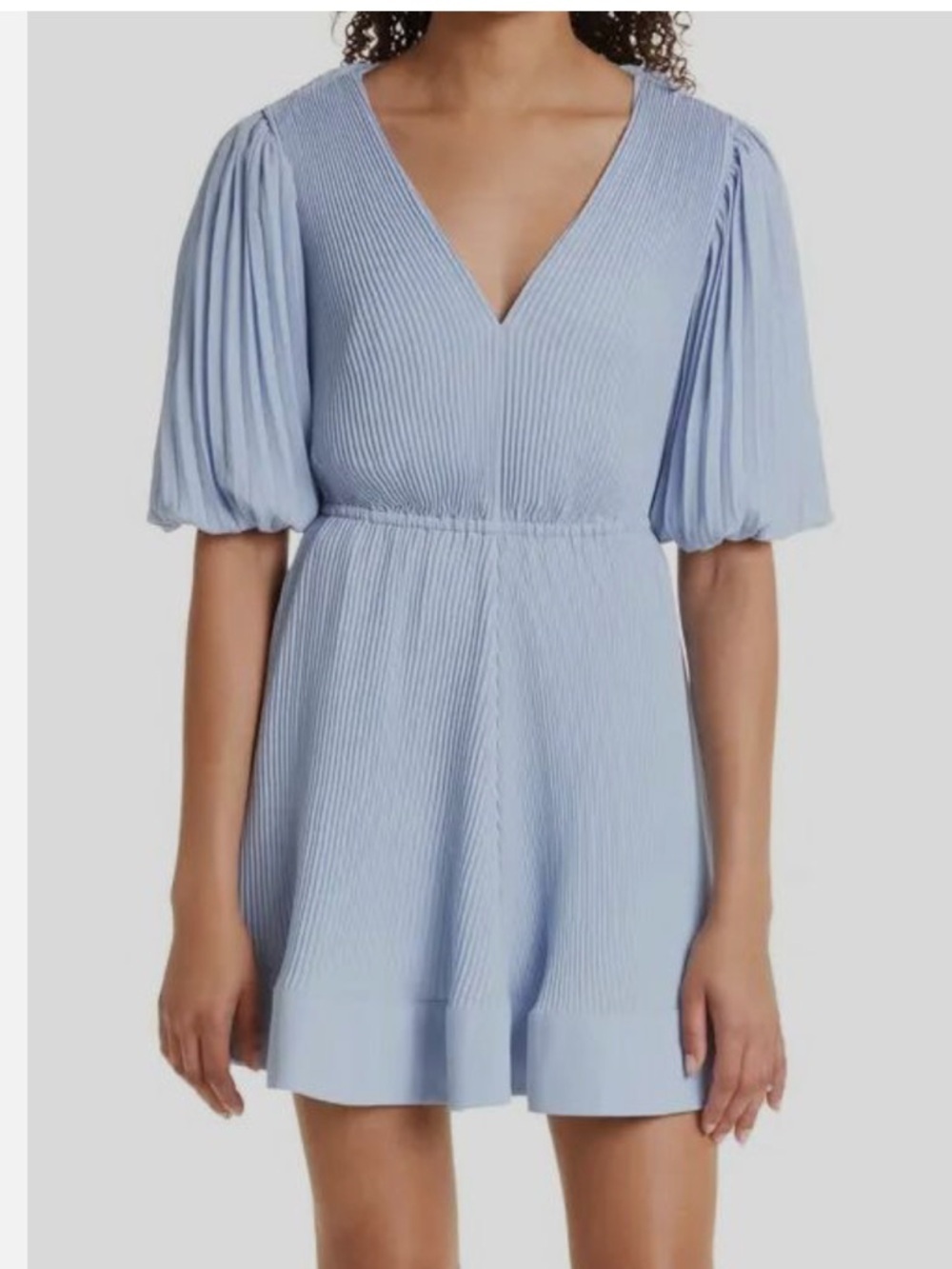 MILLY Elle Pleated Dress in Hal Sky Blue